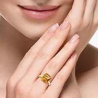 Effy Final Call Womens Diamond Accent Genuine Orange Citrine 14K Gold Cocktail Ring