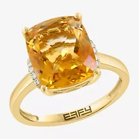 Effy Final Call Womens Diamond Accent Genuine Orange Citrine 14K Gold Cocktail Ring