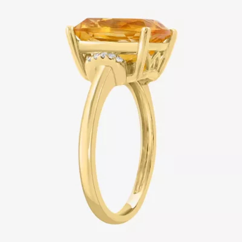 Effy Final Call Womens Diamond Accent Genuine Orange Citrine 14K Gold Cocktail Ring