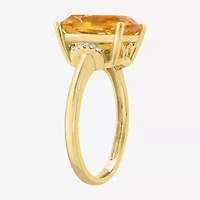 Effy Final Call Womens Diamond Accent Genuine Orange Citrine 14K Gold Cocktail Ring