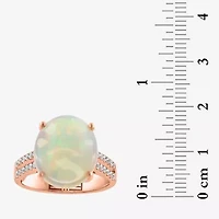 Effy Final Call Womens 3/8 CT. T.W. Genuine White Opal 14K Rose Gold Oval Side Stone Cocktail Ring
