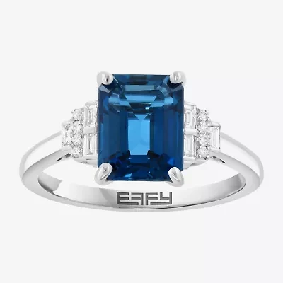 Effy Final Call Womens 1/10 CT. T.W. Genuine Blue Topaz 14K White Gold Cocktail Ring