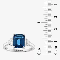 Effy Final Call Womens 1/10 CT. T.W. Genuine Blue Topaz 14K White Gold Cocktail Ring