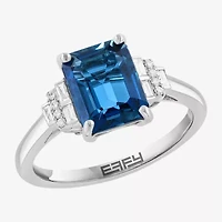 Effy Final Call Womens 1/10 CT. T.W. Genuine Blue Topaz 14K White Gold Cocktail Ring