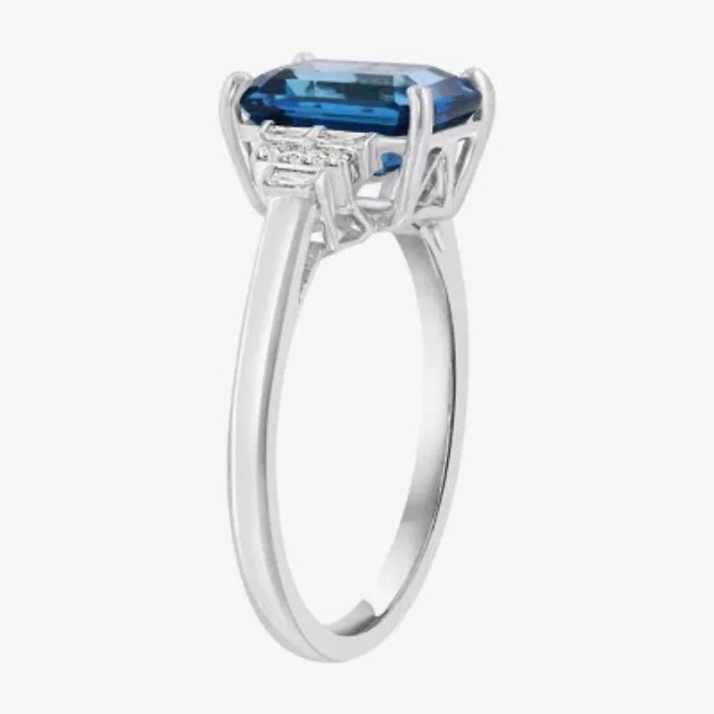 Effy Final Call Womens 1/10 CT. T.W. Genuine Blue Topaz 14K White Gold Cocktail Ring