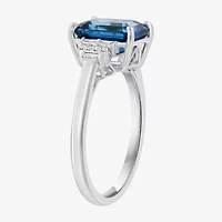 Effy Final Call Womens 1/10 CT. T.W. Genuine Blue Topaz 14K White Gold Cocktail Ring