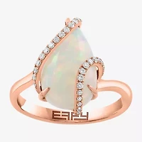 Effy Final Call Womens 1/7 CT. T.W. Genuine White Opal 14K Rose Gold Pear Crossover Cocktail Ring