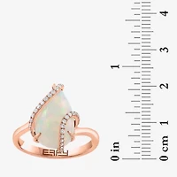 Effy Final Call Womens 1/7 CT. T.W. Genuine White Opal 14K Rose Gold Pear Crossover Cocktail Ring