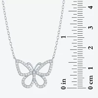 Yes, Please! Womens Lab Created White Sapphire Sterling Silver Butterfly Pendant