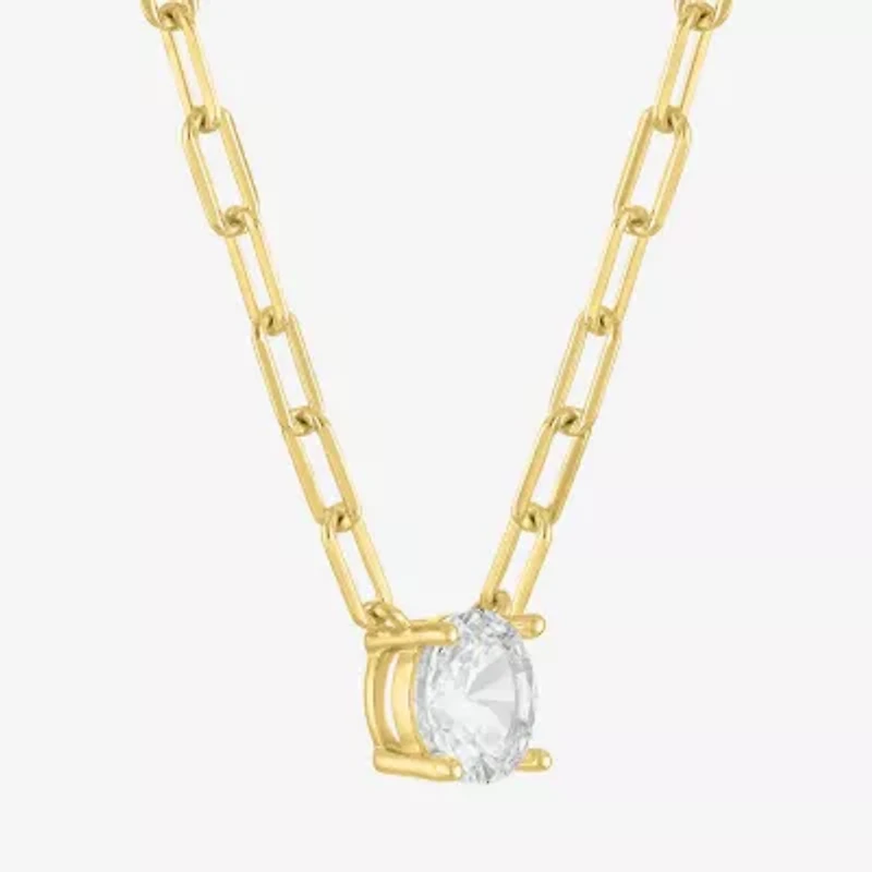 Yes, Please! Womens Lab Created White Sapphire Sterling Silver Pendant