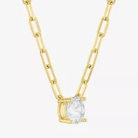 Yes, Please! Womens Lab Created White Sapphire Sterling Silver Pendant