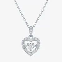 Yes, Please! Womens Lab Created White Sapphire Heart Pendant