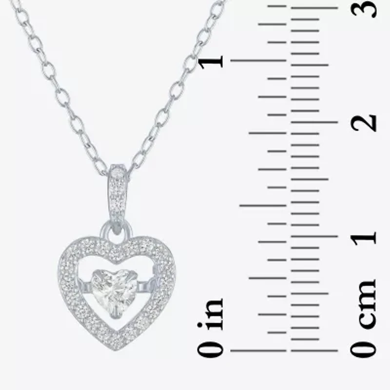 Yes, Please! Womens Lab Created White Sapphire Heart Pendant