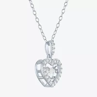 Yes, Please! Womens Lab Created White Sapphire Heart Pendant