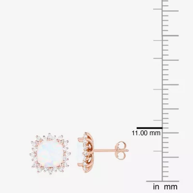 Yes, Please! Lab Created Opal 14K Rose Gold Over Silver 10.5mm Stud Earrings
