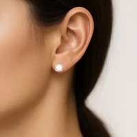 Yes, Please! Lab Created Opal 14K Rose Gold Over Silver 10.5mm Stud Earrings