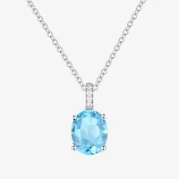Yes, Please! Womens Genuine Blue Topaz Sterling Silver Oval Pendant