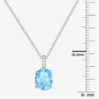 Yes, Please! Womens Genuine Blue Topaz Sterling Silver Oval Pendant