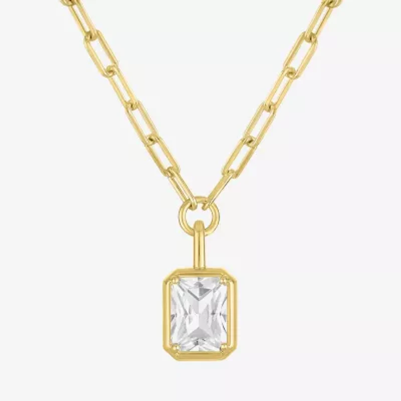 Yes, Please! Womens Lab Created White Sapphire Sterling Silver 18 Inch Pendant Necklace