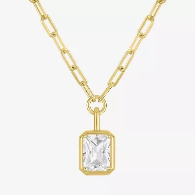 Yes, Please! Womens Lab Created White Sapphire Sterling Silver 18 Inch Pendant Necklace