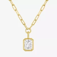 Yes, Please! Womens Lab Created White Sapphire Sterling Silver 18 Inch Pendant Necklace