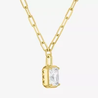 Yes, Please! Womens Lab Created White Sapphire Sterling Silver 18 Inch Pendant Necklace