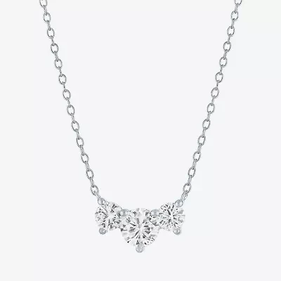 Yes, Please! Womens Lab Created White Sapphire Sterling Silver 16 Inch Pendant Necklace