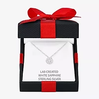 Yes Please! Womens Lab Created White Sapphire Sterling Silver Circle 17 Inch Pendant Necklace