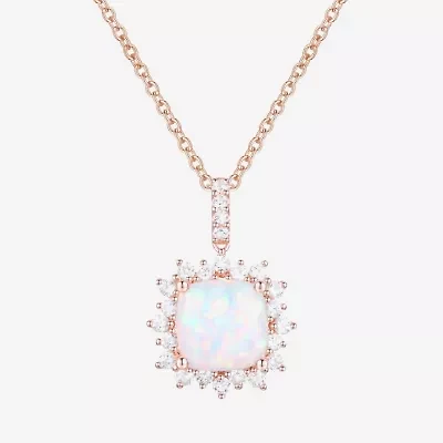 Yes, Please! Womens Lab Created Multi Color Opal 14K Rose Gold Over Silver 18 Inch Pendant Necklace