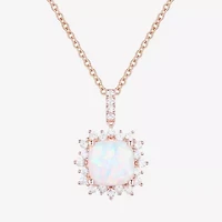 Yes, Please! Womens Lab Created Multi Color Opal 14K Rose Gold Over Silver 18 Inch Pendant Necklace