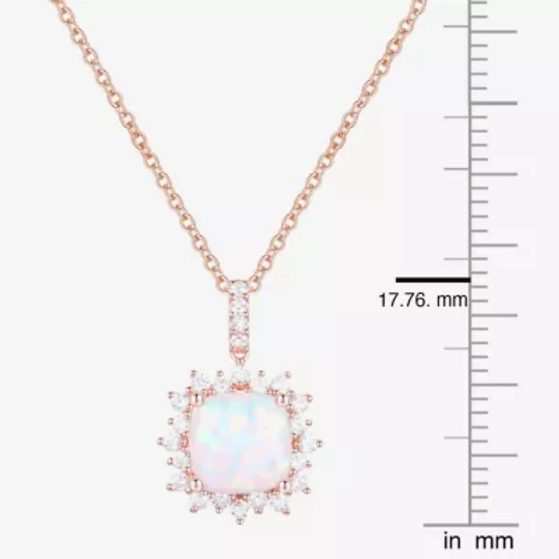 Yes, Please! Womens Lab Created Multi Color Opal 14K Rose Gold Over Silver 18 Inch Pendant Necklace