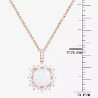 Yes, Please! Womens Lab Created Multi Color Opal 14K Rose Gold Over Silver 18 Inch Pendant Necklace
