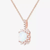 Yes, Please! Womens Lab Created Multi Color Opal 14K Rose Gold Over Silver 18 Inch Pendant Necklace