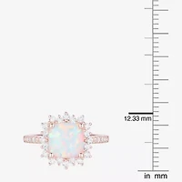 Yes, Please! Womens Lab Created Multi Color Opal 14K Rose Gold Over Silver Side Stone Cocktail Ring