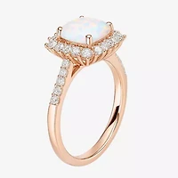 Yes, Please! Womens Lab Created Multi Color Opal 14K Rose Gold Over Silver Side Stone Cocktail Ring