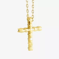 Cross (F,Si2) Womens 1/3 CT. T.W. Lab Grown White Diamond 14K Gold Over Silver Cross 18 Inch Pendant Necklace