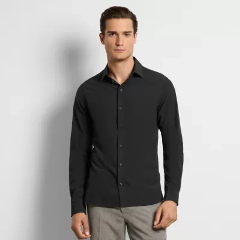 Van Heusen All Way Stretch Performance Mens Long Sleeve Slim Fit Button-Down Shirt
