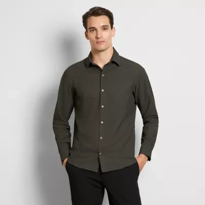 Van Heusen All Way Stretch Performance Mens Long Sleeve Slim Fit Button-Down Shirt