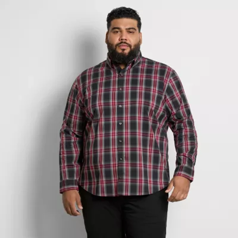 Van Heusen Cronbie Mens Long Sleeve Slim Fit Wrinkle Free Big and Tall Button-Down Shirt