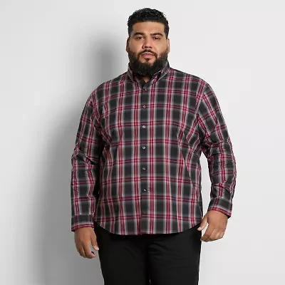 Van Heusen Cronbie Mens Long Sleeve Slim Fit Wrinkle Free Big and Tall Button-Down Shirt
