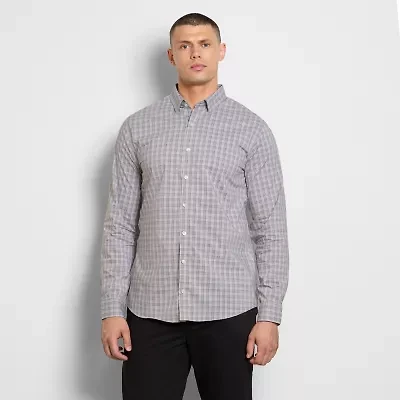 Van Heusen Cronbie Mens Long Sleeve Slim Fit Wrinkle Free Big and Tall Button-Down Shirt