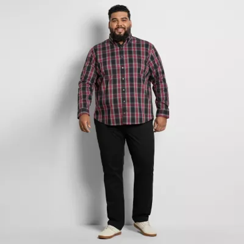 Van Heusen Cronbie Mens Long Sleeve Slim Fit Wrinkle Free Big and Tall Button-Down Shirt