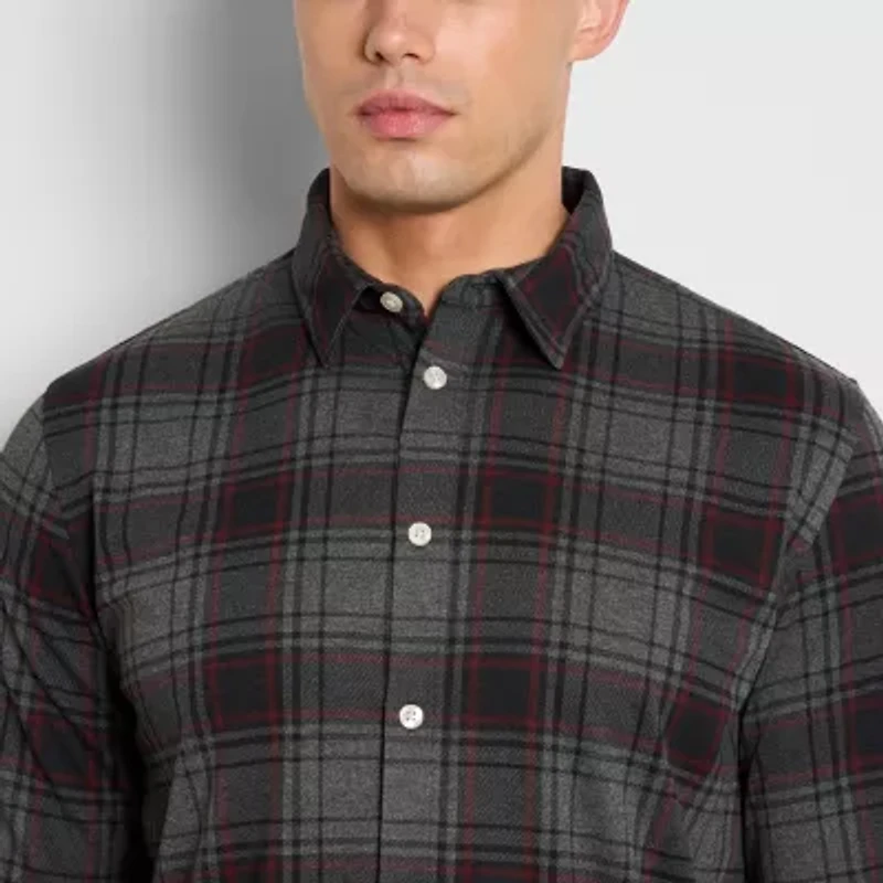 Van Heusen Performance Knit Mens Long Sleeve Regular Fit Stretch Fabric Big and Tall Button-Down Shirt