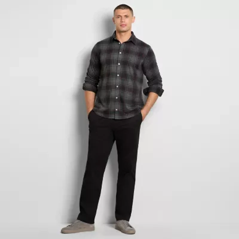 Van Heusen Performance Knit Mens Long Sleeve Regular Fit Stretch Fabric Big and Tall Button-Down Shirt