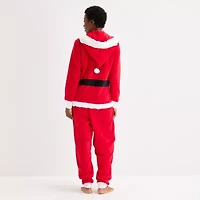 North Pole Trading Co. Santa Unisex Adult Microfleece Hooded Long Sleeve Matching Family One Piece Pajama