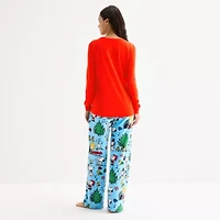 Womens Snoopy Microfleece Crew Neck Long Sleeve 2-pc. Pajama Sets