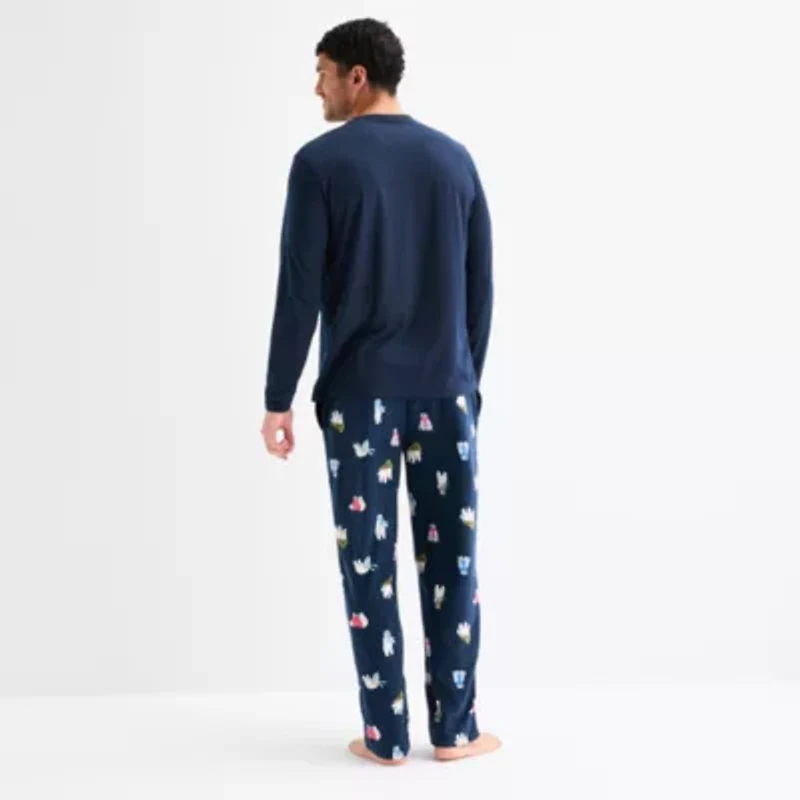 North Pole Trading Co. Polar Bear Mens Crew Neck Long Sleeve 2-pc. Matching Family Pajama Sets
