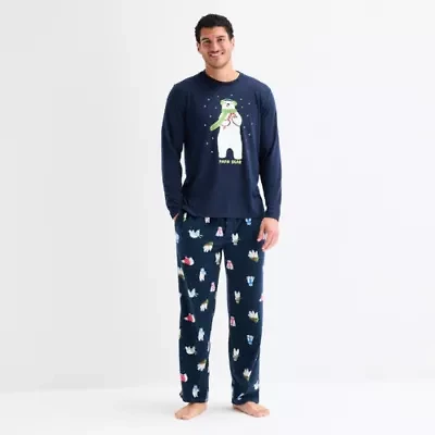 North Pole Trading Co. Polar Bear Mens Crew Neck Long Sleeve 2-pc. Matching Family Pajama Sets