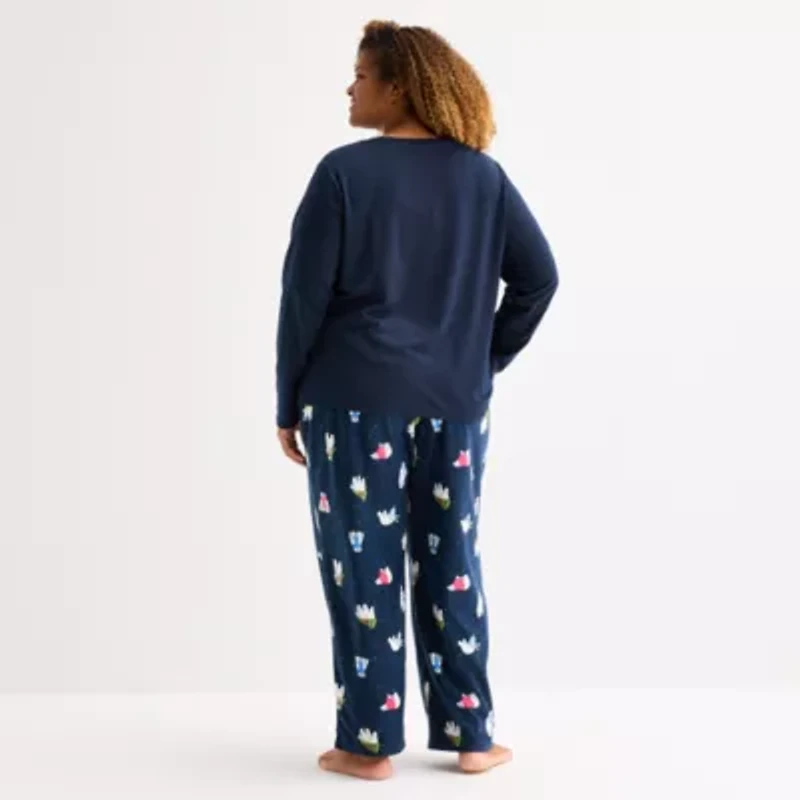 North Pole Trading Co. Polar Bear Womens Crew Neck Long Sleeve 2-pc. Matching Family Plus Pajama Sets