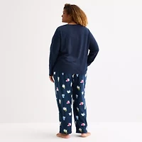 North Pole Trading Co. Polar Bear Womens Crew Neck Long Sleeve 2-pc. Matching Family Plus Pajama Sets